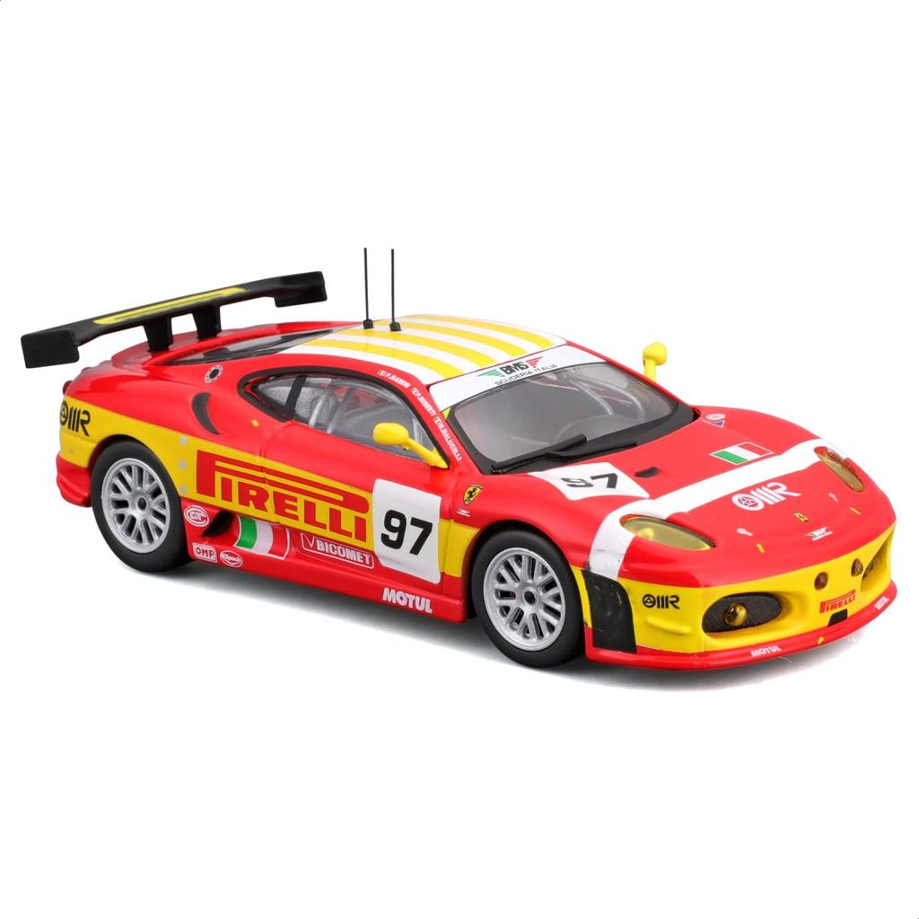 Bburago Scale Ferrari F430 GTC 2008 Race Sports Car Diecast Model Car Finished Product 1/43 #97 Red/Yellow / 18-36303