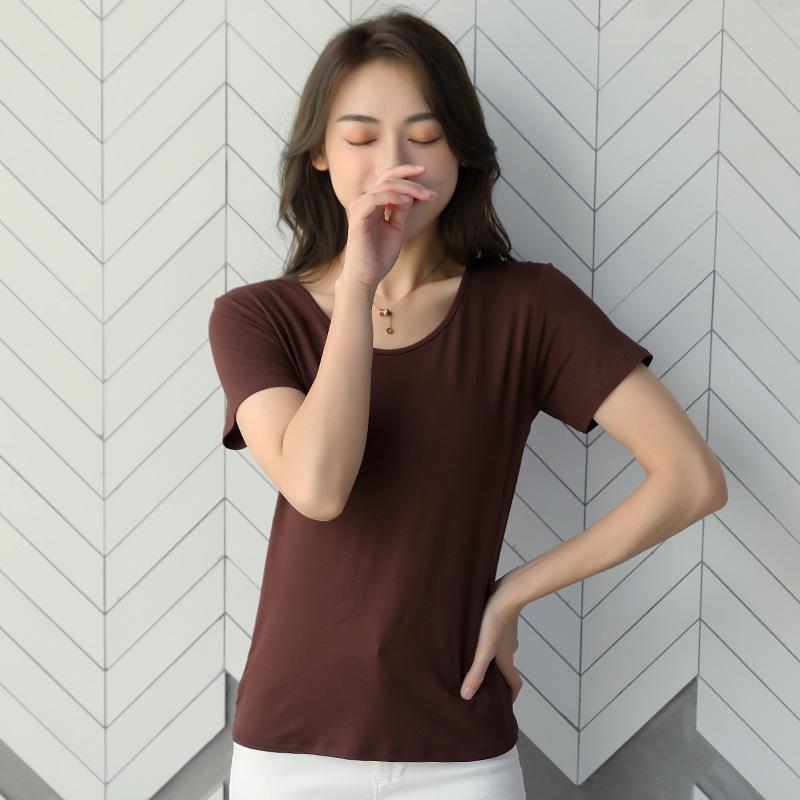 Women's Summer V-Neck Ice Silk Loose White Modal Short-Sleeve T-Shirt, 2025 Style