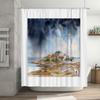 Coastal Lighthouse Shower Curtain Vintage Ocean View Nautical Bathroom Decor Beach House Themed Waterproof Fabric