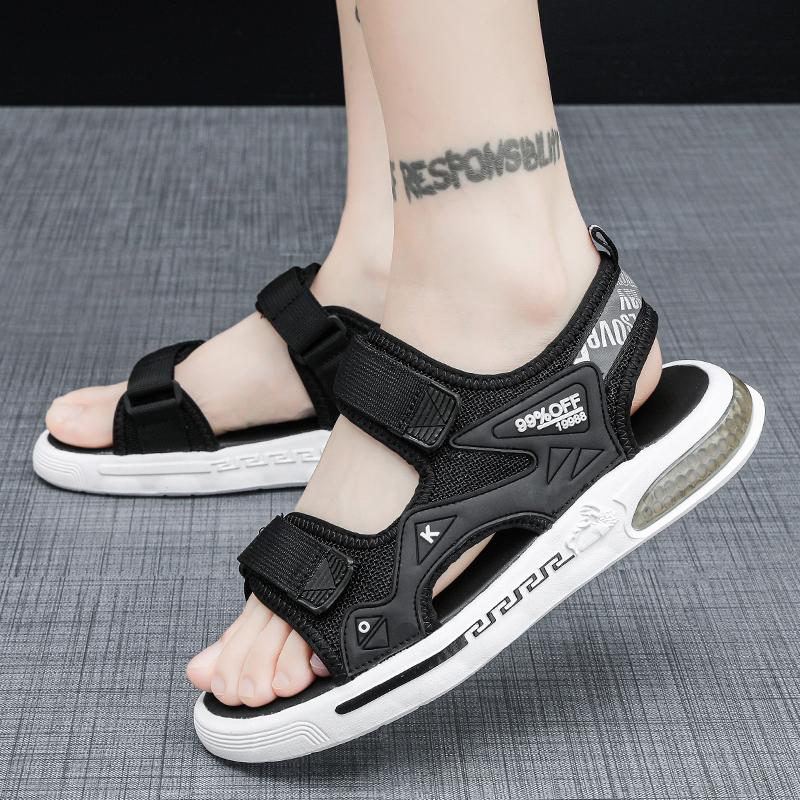 Summer Outdoor Men's Sandals Casual Anti-Slip Thick Bottom Soft Hiking Beach Flat Shoes EVA Outsole for Men Sport Black