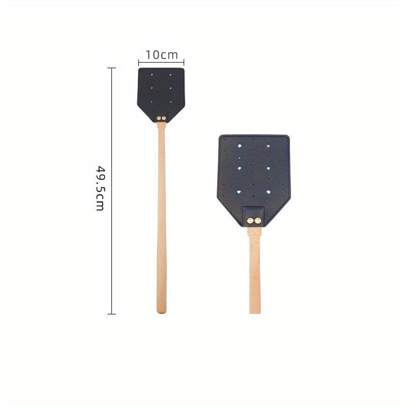 1 шт. Сверхпрочная кожаная мухобойка Коричневая кожа с длинной ручкой из бука для использования в помещении и на улице