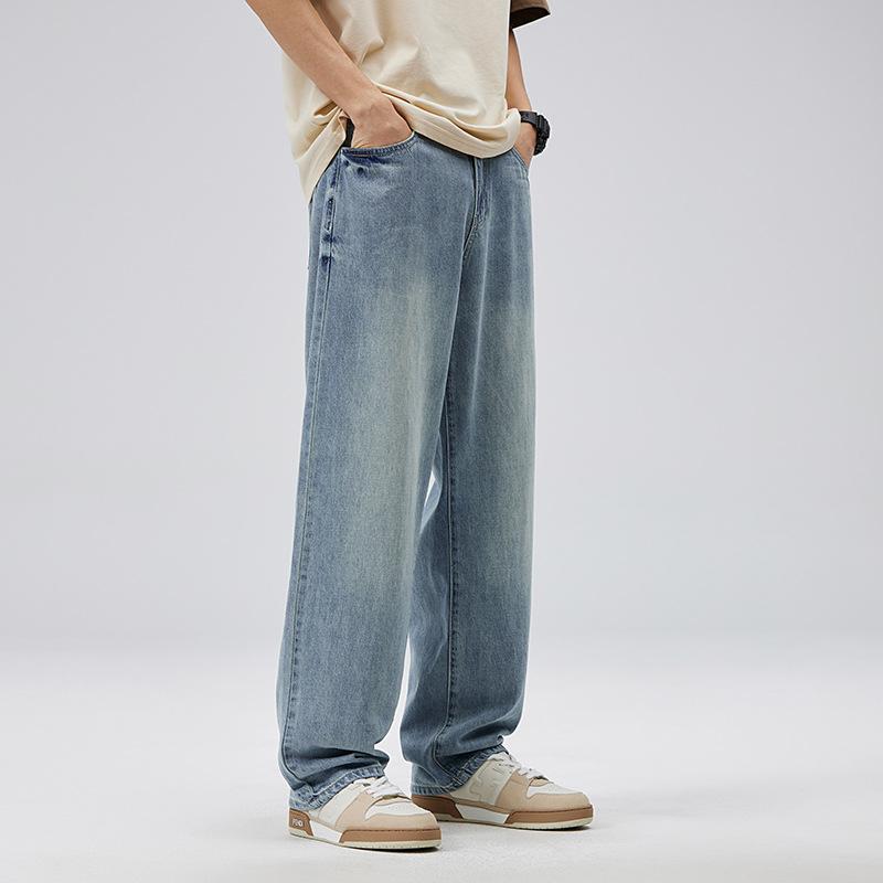 Джинсы широкие мужские сезонные свободные прямые американские уличные с узором «Звездное небо» повседневные весенние брюки