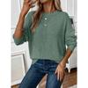 Women's Fashion Casual Fall Winter Solid Color Print Long Sleeve O-Neck Sweaters
