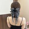 Large Summer Lace Edge Bow Claw Clip Hair Accessory for Women - Multi-Layer Feather Design