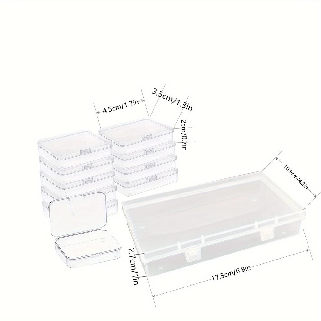 Small Rectangular Transparent Plastic Storage Box with Lid for Card Handicrafts Learning Supplies Screws & Batteries Clear