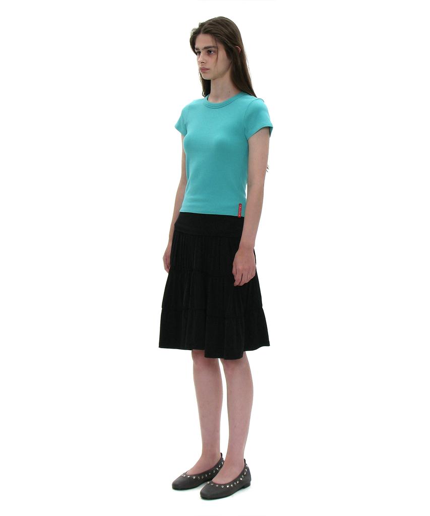 Юбка-миди Partimento Woman Pwc Jersey с рюшами и ярусами_Черный