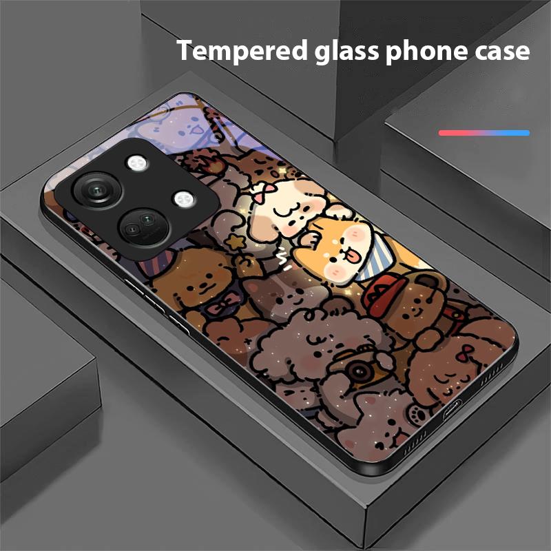 Светящийся котенок Для OnePlus Nord 3 5 6T 7 Pro 8 12 10T Reno8 Lite 5G 10R Nord N30 Жесткий чехол Закаленное стекло Чехол для телефона Черный