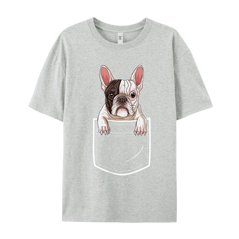 Premium Cotton Female Short Sleeve French Bulldog In Your Front T Shirts Graphic Tops Tees Cute Casual Round Collar Tops Shirts