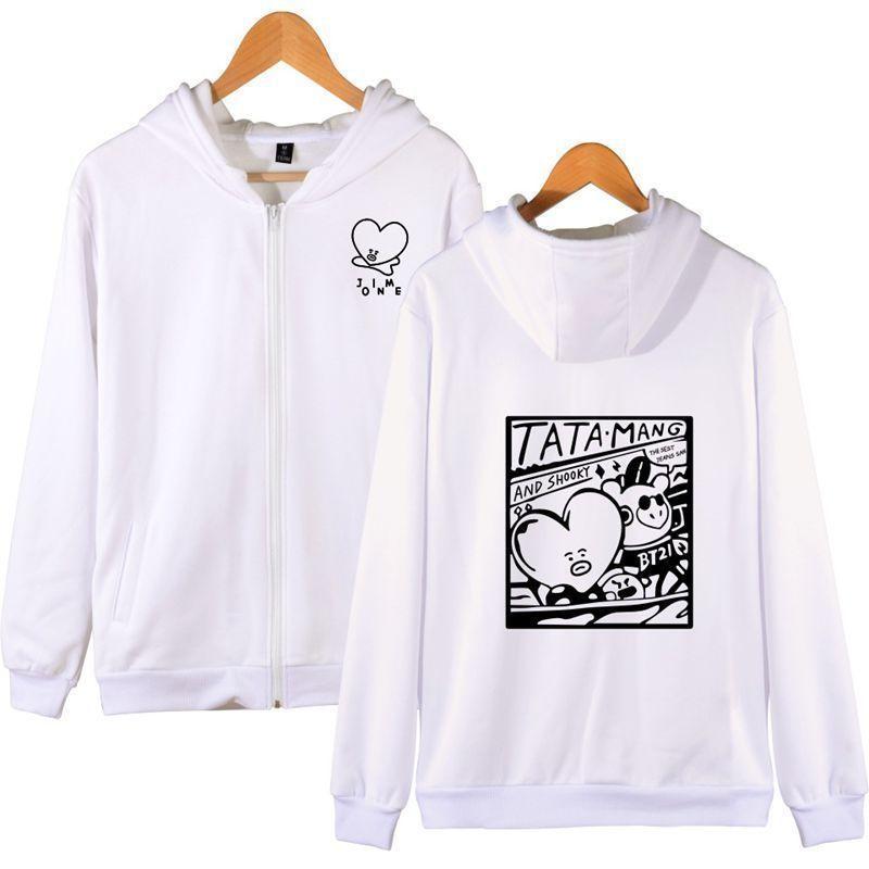 Zipper Bts Sweatshirt Bt21 Bangtan Boys Tata Casual Sweatershirt Kpop Hoodie