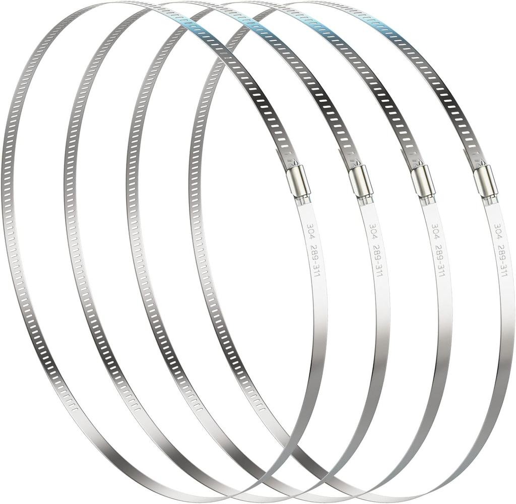 4-Pack 12-inch adjustable 304 stainless steel throat hoop suitable for diameter 11.4-12 inches 289-311