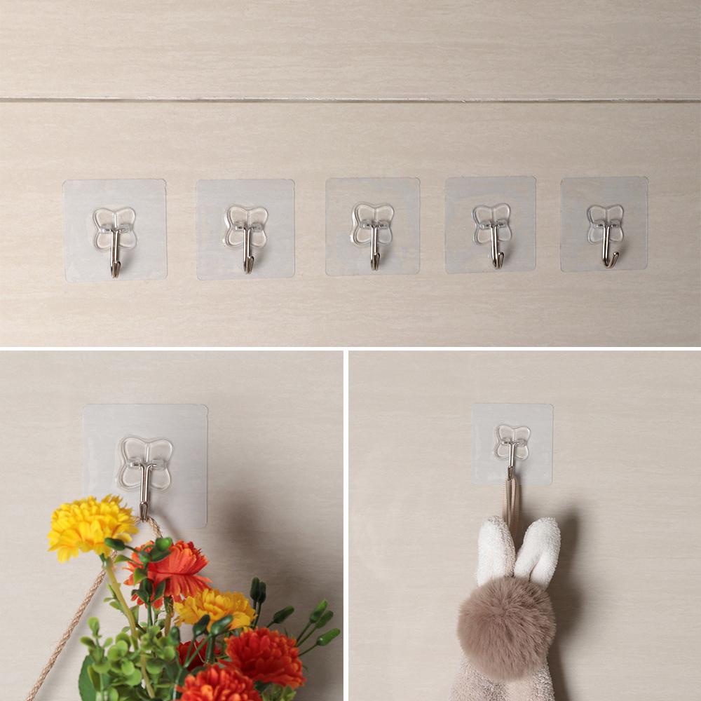 Household Home & Living Transparent Traceless Hooks Storage Hanger Wall Rack Seamless Adhesive Hook