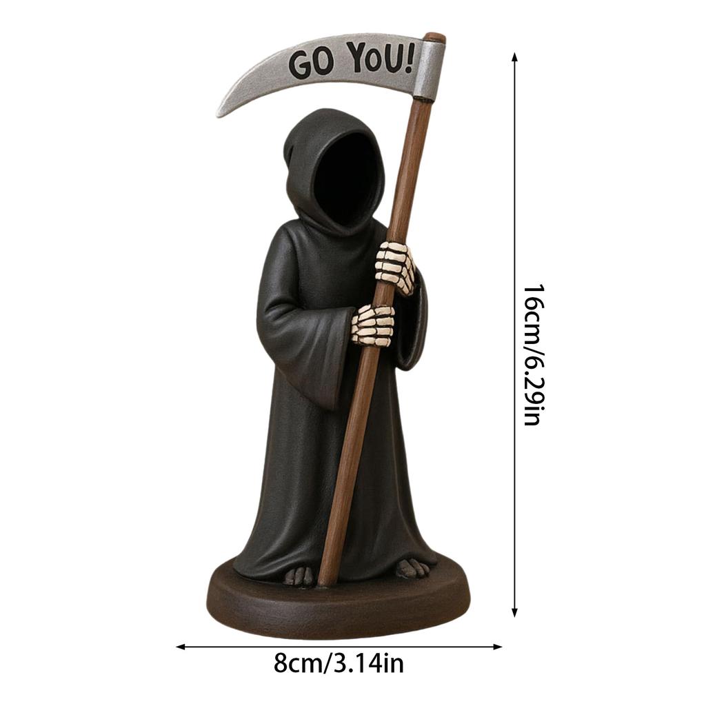 Halloween Grim Reaper Figurine Bookshelf Decor Goth Fantasy Art Mystery Man Decor Suitable for Table Centerpiece Shelf
