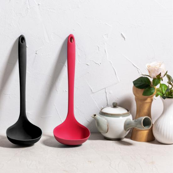 2 шт. термостойкая силиконовая ложка-ковш с длинной ручкой, подвесное отверстие, антипригарная ложка для смешивания, кухонная утварь, инструмент для выпечки