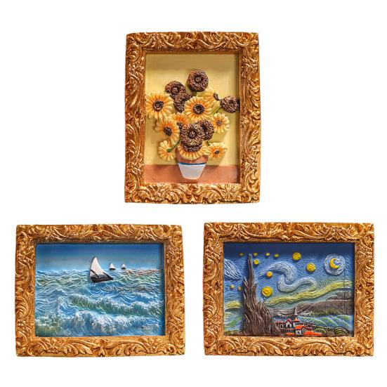 1/3/6 шт. Всемирно известная картина Магнит на холодильник Дом Офис Кухня Шкафчик Холодильник Смола 3D Живопись маслом Искусство Магнитное украшение Орнамент