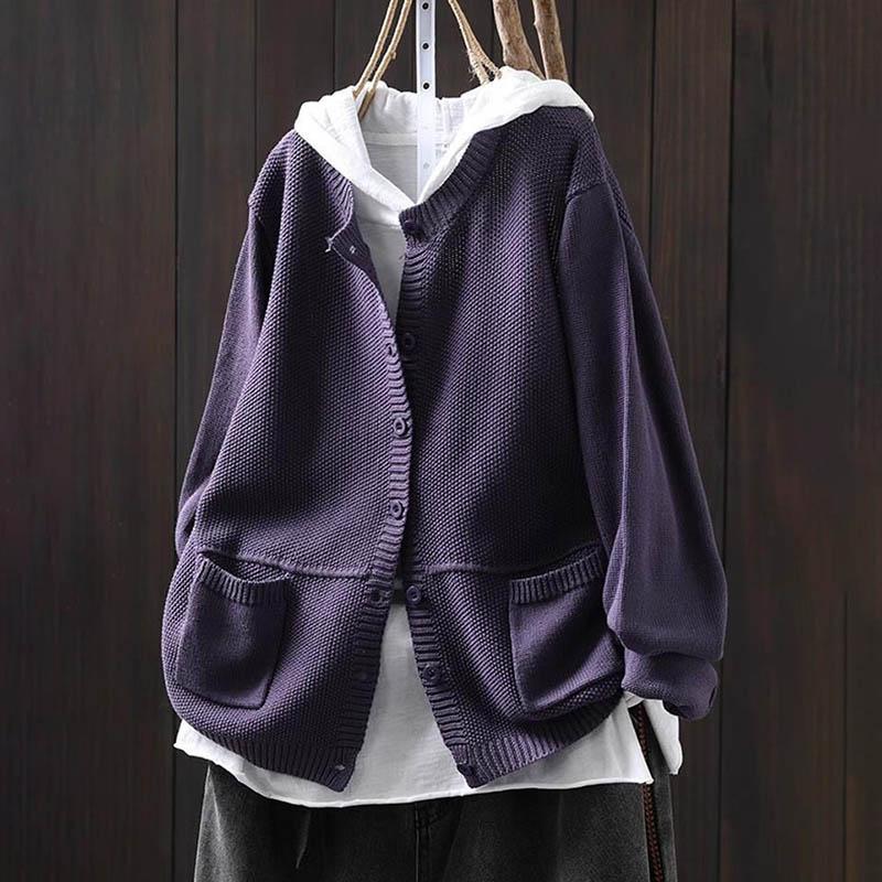 Sweaters Coat Cardigan for Women Large Size Vintage Loose Long Sleeve Knit Cardigan Sweaters Jacket