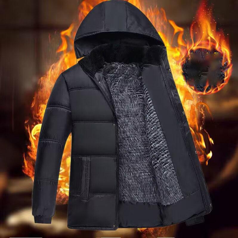 Men's Autumn and Winter Padded Plus Size Thickened Hooded Outerwear Casual Short Warm Zip Jacket