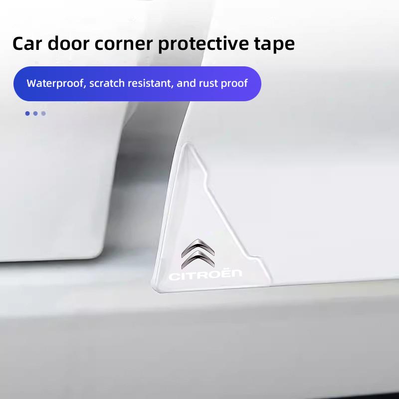 JOFT7 4PCS Car Door Anti-collision Corner Protectors Stickers For Citroen C3 C5 Aircross C5X C4 Cactus Picasso e-C3 e-C4 C1 C-Crosser