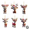 2D Acrylic Cartoon Fawn Christmas Tree Pendant Christmas Cute Christmas Easter Fawn Cartoon Decorations Hat Print Z8U6