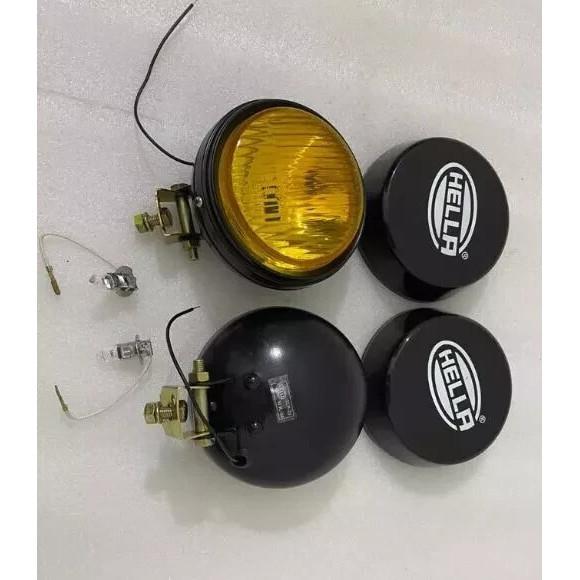 Пара желтых противотуманных фар Hella с крышкой и лампочкой H3 (галогенная) Универсальные