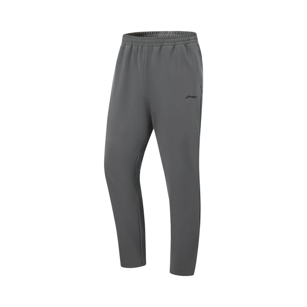 Li Ning Fitness Series Casual Simple Straight Leg Fleece Lined Warm Knitted Sports Pants Men Bottoms AYKV629-1
