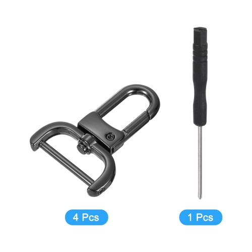 uxcell 4-Piece Swivel Rasp Hooks, 25mm (1") D-Ring Detachable Snap Hooks Metal Lobster Claw Hooks with Screwdriver for Wallet Keychain DIY Crafts, Bla