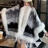 Custom Made Women Loose Faux Fur Ball Winter Warm Cardigan Shawl Cape Oversize Lining Velvet Cloak Overcoat Poncho Overcoat