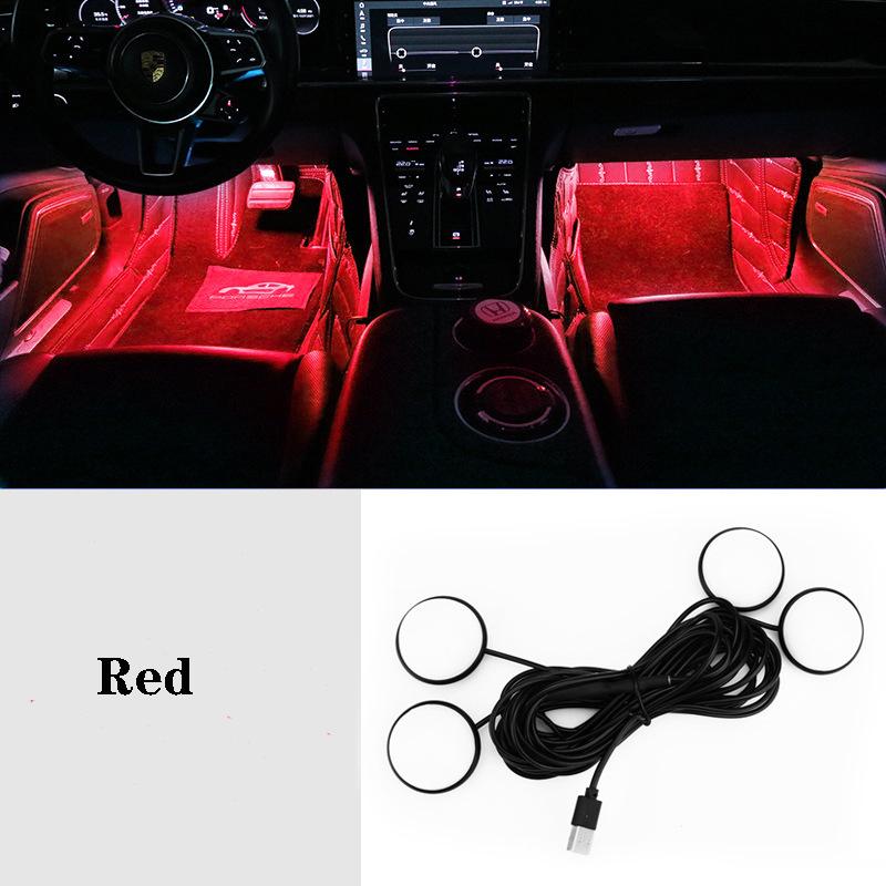 Car LED Foot Ambient Lights 3 Colors Auto Home Party Atmosphere Decorative Star Bulb Car Interior One with Four Night Lamp