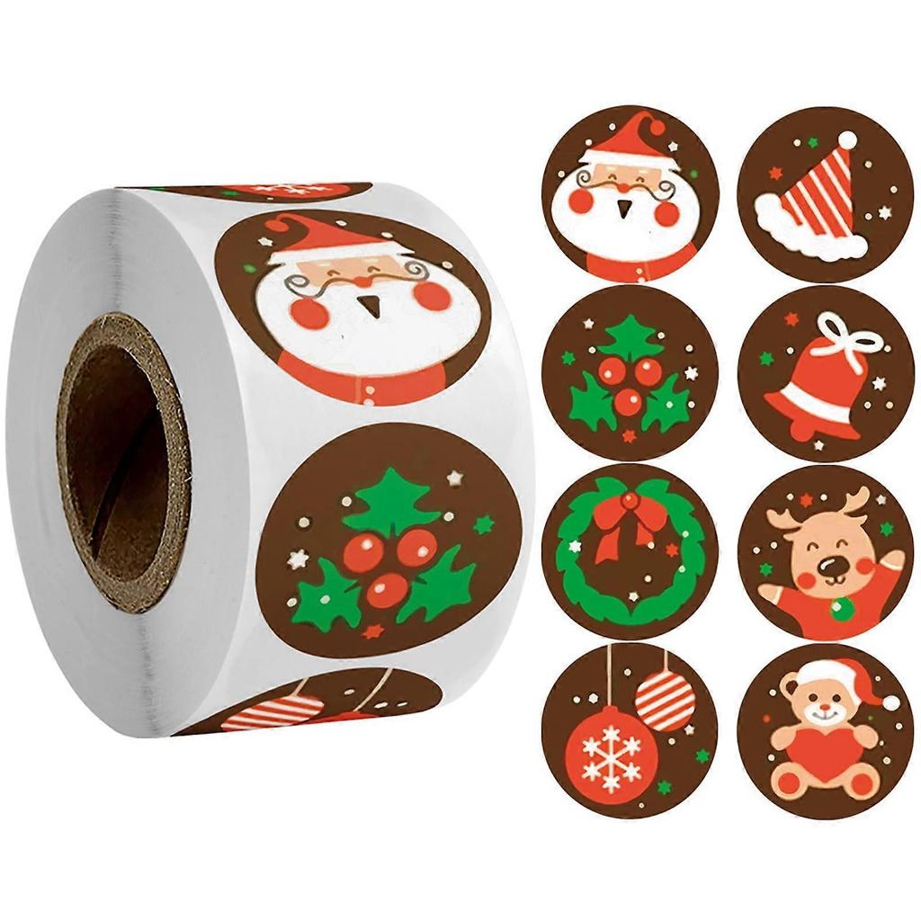 500 pieces of Merry Christmas stickers, rolls of round Christmas labels, adhesive Christmas decorations, envelope seal stickers, suitable