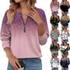 Women Casual Long Sleeve Basic Quarter Zipper Print Flowers Pullover Sweatshirts Casual Top Fall Clothes