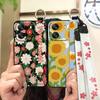 Protective Anti-dust Phone Case For Blackview Wave 6C Kickstand Ring Lanyard Soft Case Phone Holder Anti-knock Flower