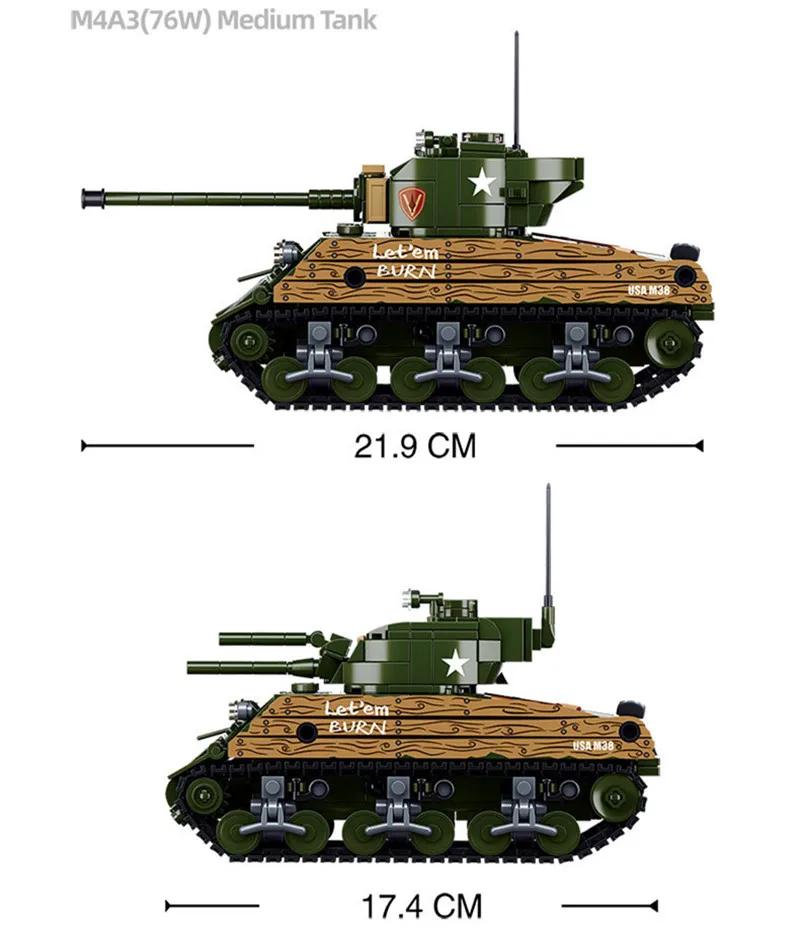Sluban 715 шт. M4A3 средний танк модель кирпичи WW2 классический армейский бронированный танк фигурка строительные блоки набор DIY игрушки для детей подарки