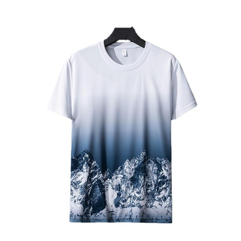 Комплект мужская летняя футболка из ледяного шелка с градиентом и короткими рукавами мужские повседневные шорты спортивный комплект из двух предметов красивая мужская одежда