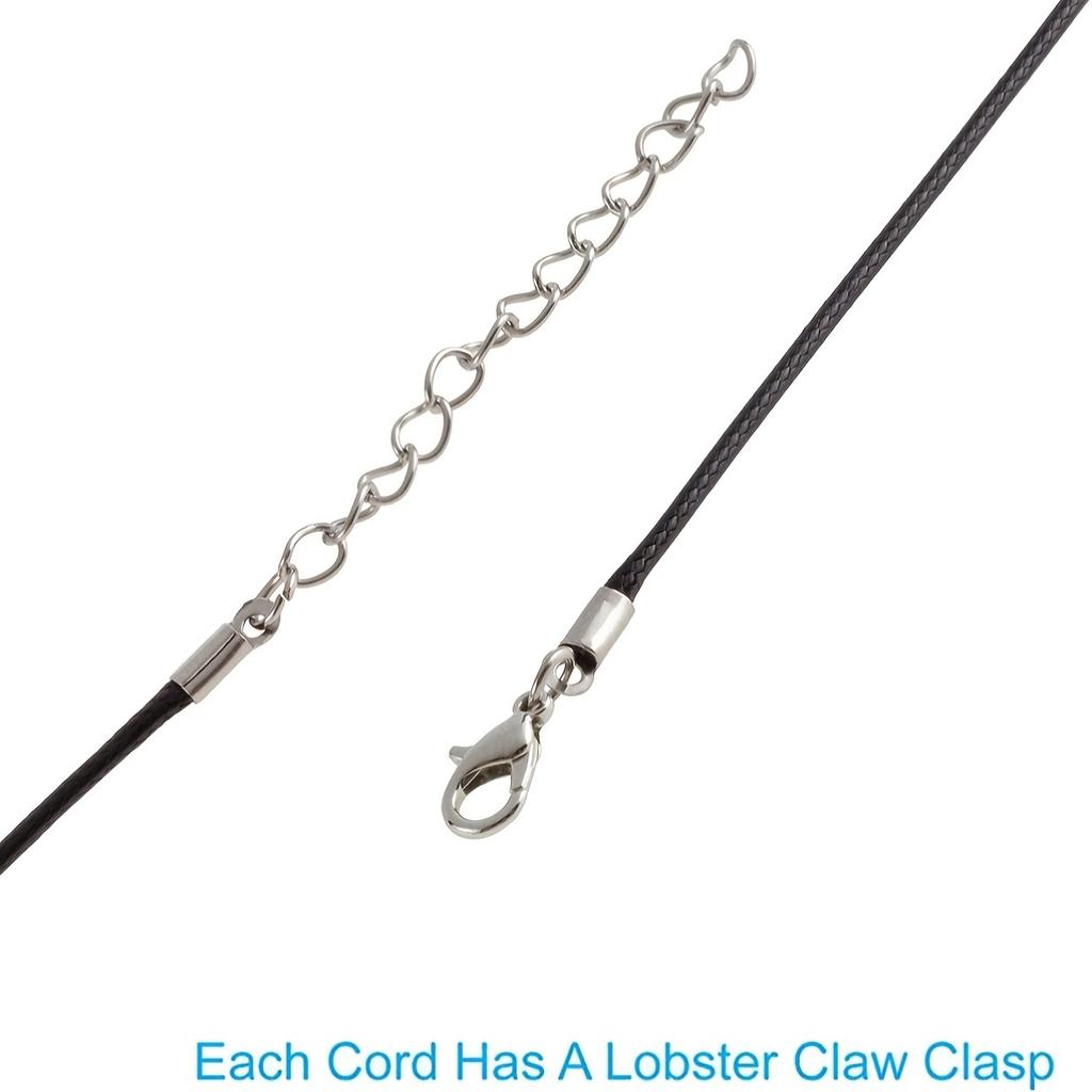 40pcs Of Wax Thread Chain Lobster Buckle Black Leather Rope Necklace DIY Accessories Hanging Rope Pendant Wax Leather Rope