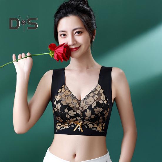 Женский цветочный кружевной бюстгальтер с полным покрытием на косточках, спортивное нижнее белье размера плюс, бесшовный подтягивающий бюстгальтер для большой груди
