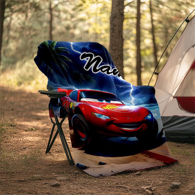 Customizable Cars Throw Blanket – Personalized Name, All-Season Cozy Snug Blanket, Machine Washable, Personalized Blanket