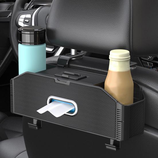 Органайзер на спинку сиденья автомобиля с 2 подстаканниками, крючками для коробок с салфетками, многокарманный дорожный органайзер для хранения вещей для детей