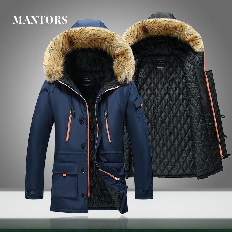 Men Winter Jacket Fur Collar Casual Hooded Parka Down Jackets Mens Warm Thick Thermal Outdoor Overcoat Zipper Multi -Pocket
