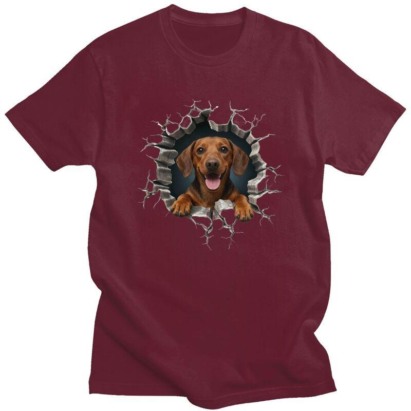 Breaking Through Dachshund Dog T Shirts Men Pure Cotton Tee Tops Anniversary Gift Tshirts Short Sleeve Casual Tshirt Clothing