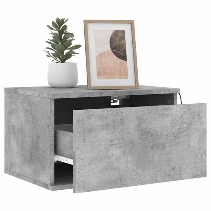 Maison Exclusive - Tables de chevet murales avec lumières LED 2 pcs gris béton