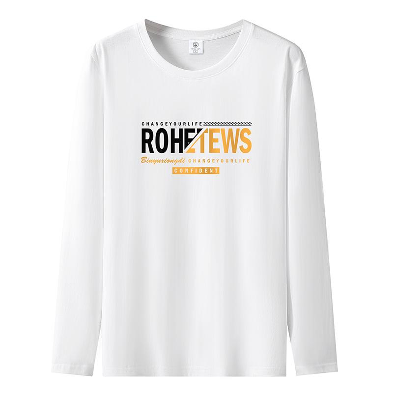 Осенне-зимняя повседневная мужская футболка с длинным рукавом из чистого хлопка S-5XL Мужская толстовка