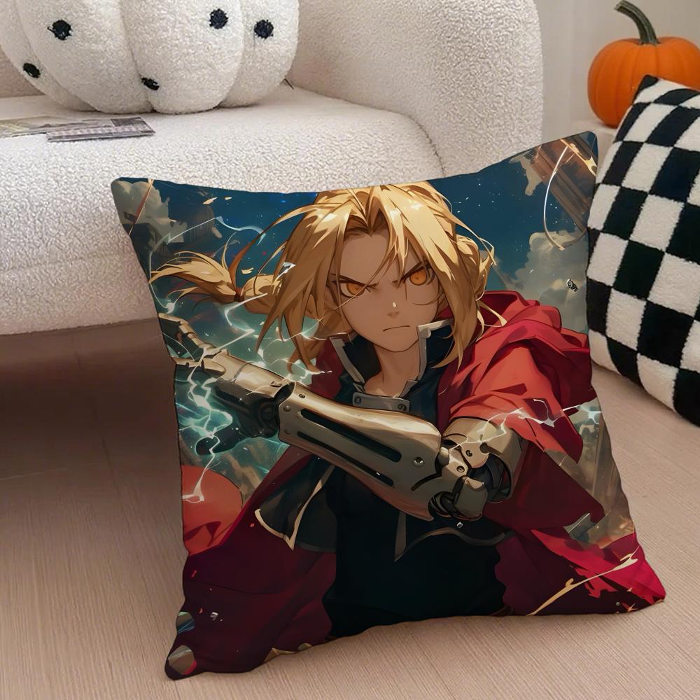 FFullmetal Alchemist Brotherhoo Cushion Cover Linen Pillow Case Soft Breathable Protective Couch Room Decoration