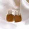 Maillard Oil Drop Square Earrings Retro Hong Kong Style Design Stud Earrings Fashionable Simple Atmospheric Earrings