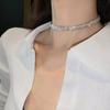 Square Shiny Zircon Choker Elegant Beaded Necklaces Trendy Zircon Pendant Necklace  Party