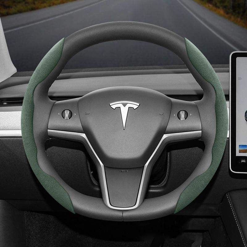 Подходит для Tesla Нескользящая Пряжка Сегментированная Замшевая Накладка на Руль Подходит для Модели 3 Highland 2024 Y X S Juniper Cybertruck Аксессуары