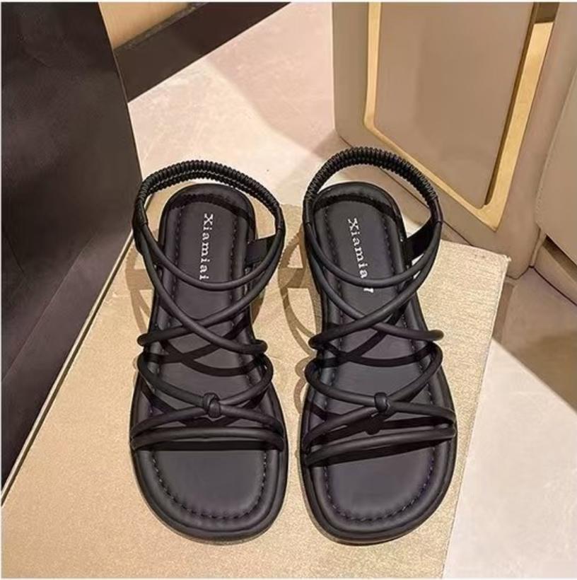 2025 Новые сандалии Женские летние на плоской подошве Повседневная пляжная обувь Толстая подошва Универсальная верхняя одежда Для путешествий Повседневная обувь