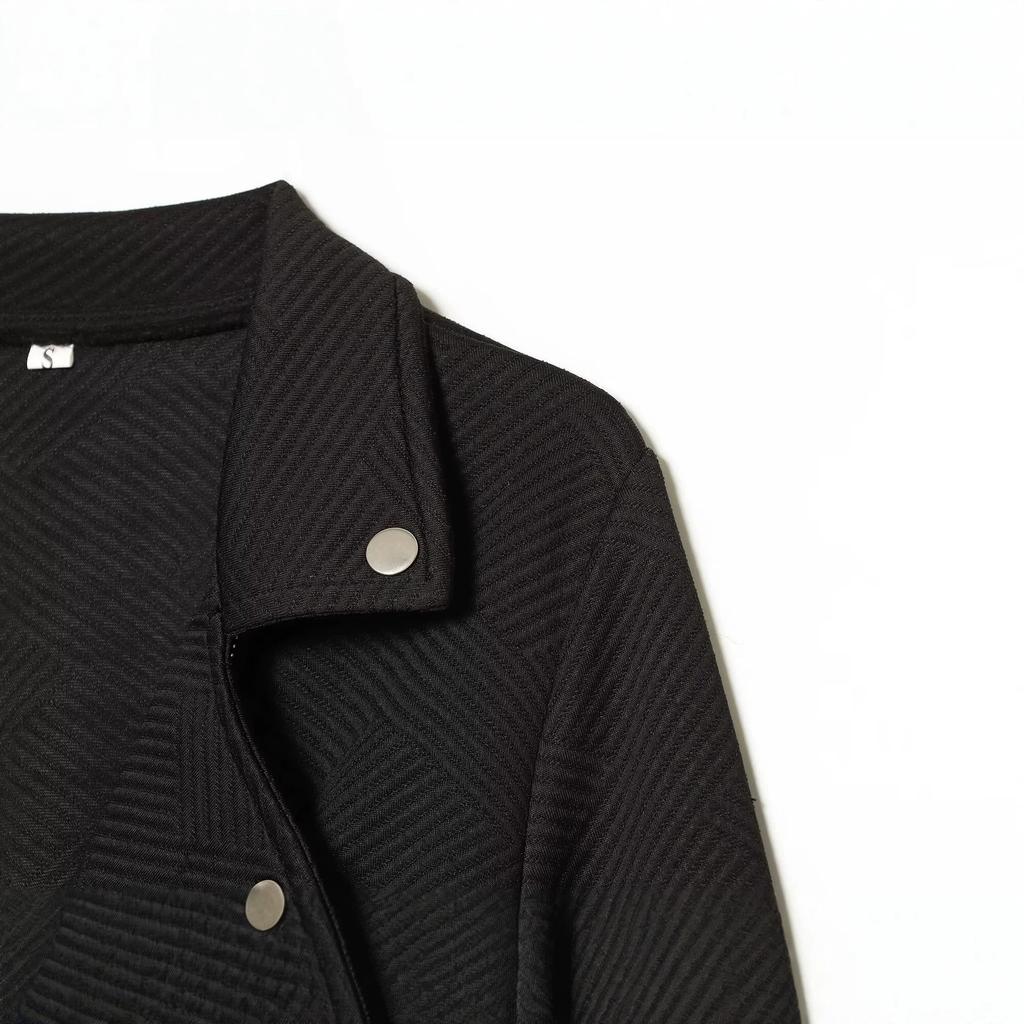 Autumn new high-quality machine fashion slim European and American sloping zipper button
