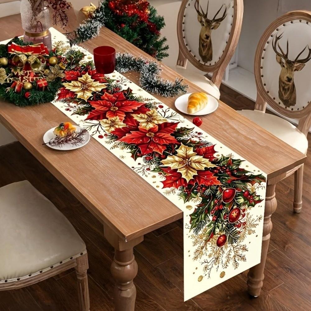 Santa Snowman Christmas Table Runner Tabletop Decoration Xmas Table Flag Christmas