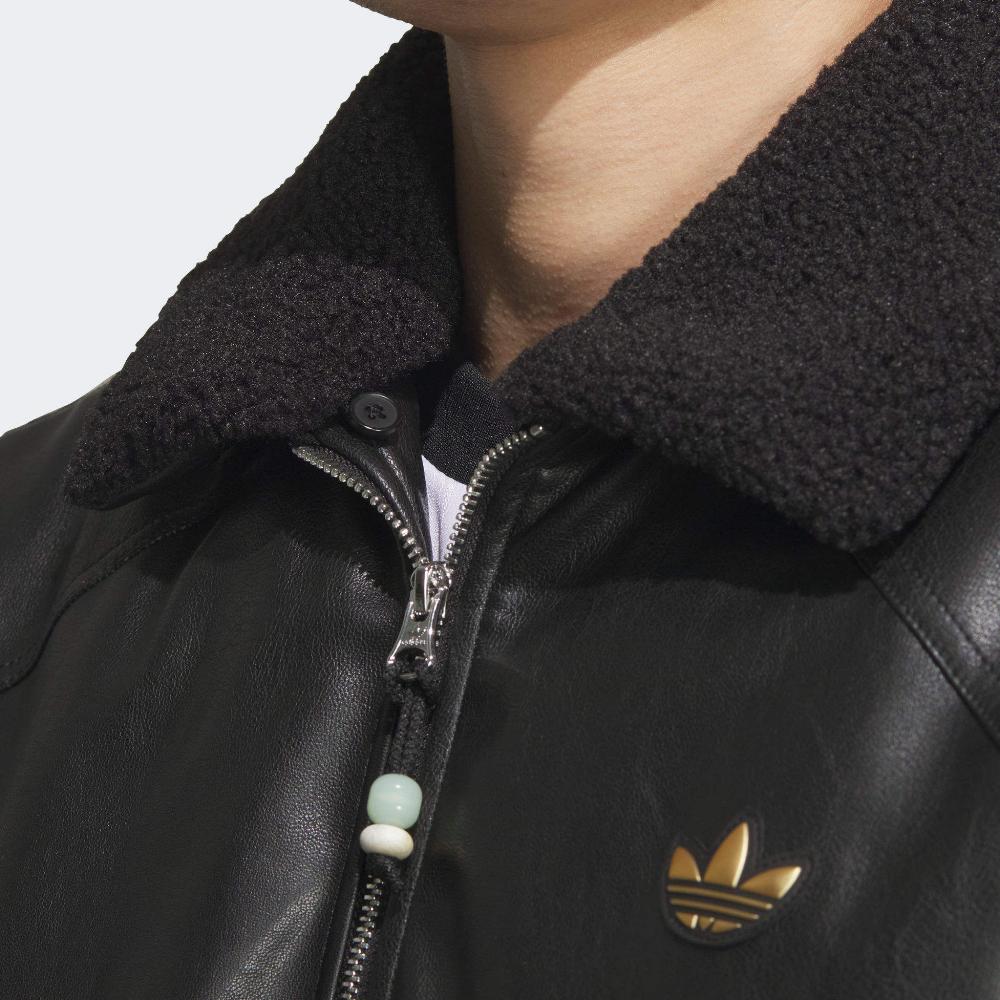 Adidas Originals Year Of The Snake Limited Lny Pleather Retro Warm Sports Jacket Men Jacket Black Light-Scarlet JL8372