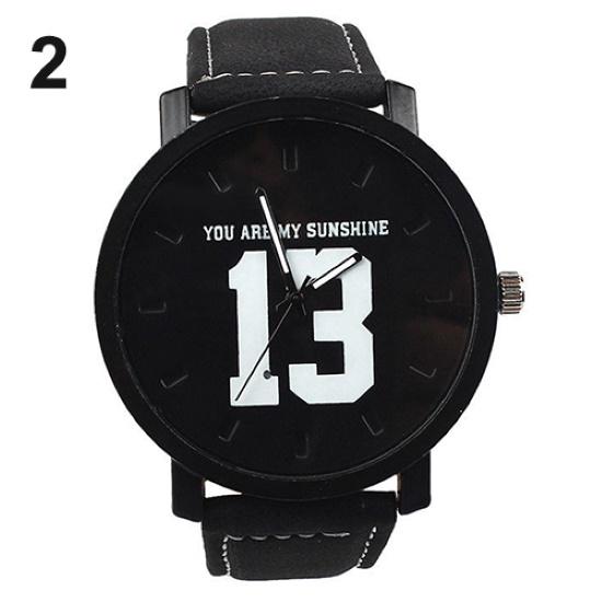 Унисекс Кварцевые наручные часы с номером на циферблате из искусственной кожи для пар