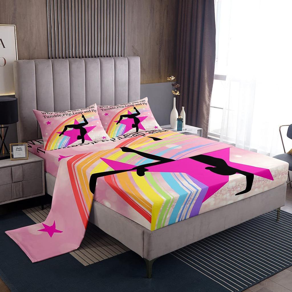 Cute Cartoon Ghost Pattern Bed Hat Four-piece Bedding Set Bedroom Dormitory Bedding Decoration